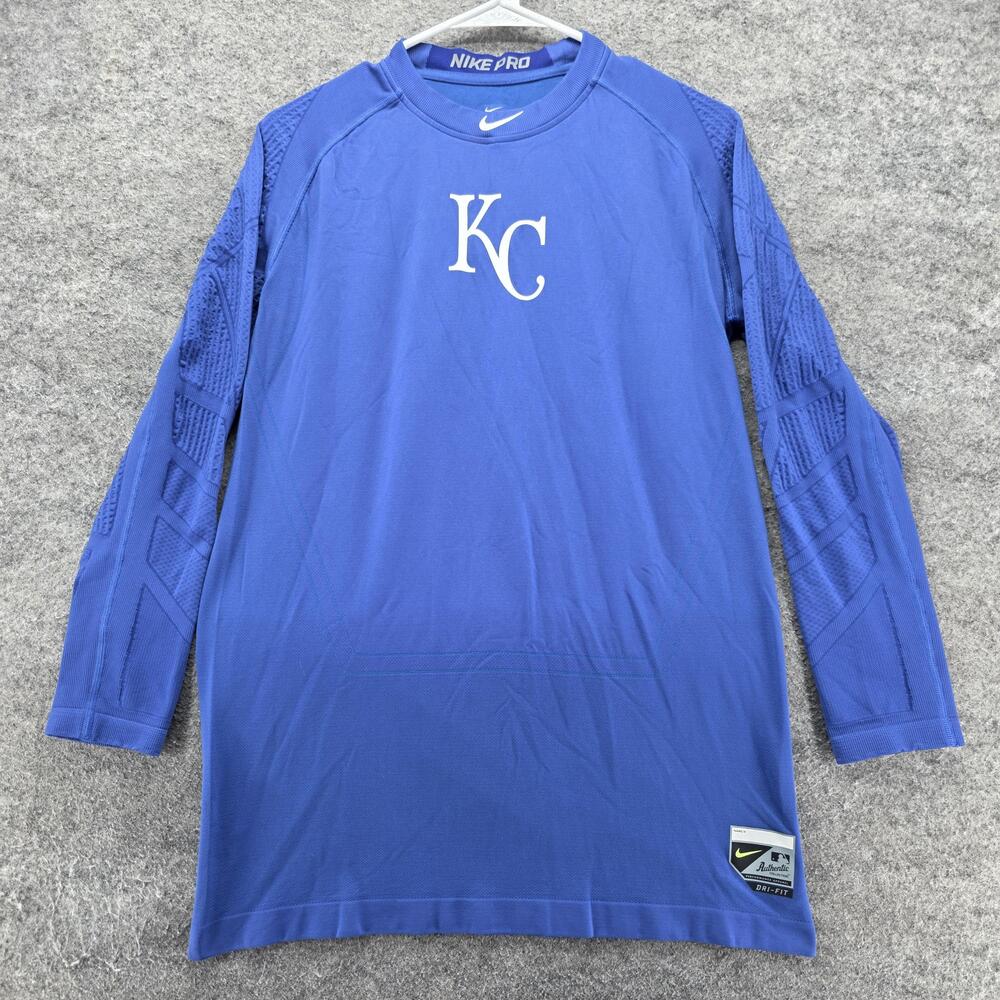 Kansas City Royals Shirt Mens M Blue MLB Baseball Nike Pro Dri-FIT Long Sleeve